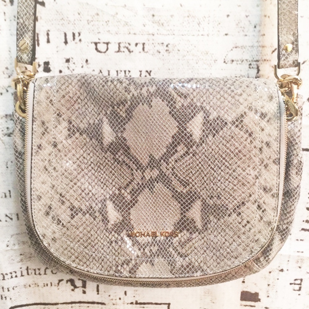 MICHAEL Kors Python Bedford Flap Crossbody Leather